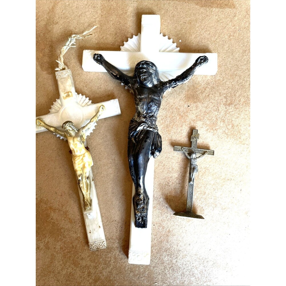 Vintage Crucifix Lot Religious Collectible
